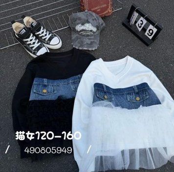 5 шт.|Лонгслів з джинсовою вставкою, Китай, 120-160 розмір 4908059 &mdash; Melorina