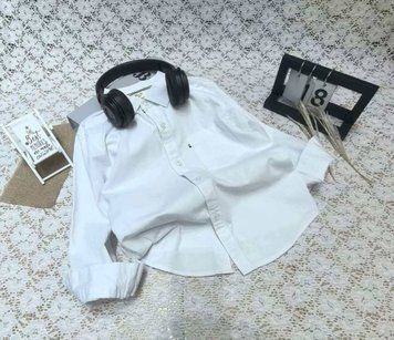 5 шт.|Сорочка, Китай, однотонна, біла, з ґудзиками, 90-130 розмір 3023 &mdash; Melorina
