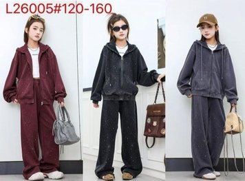5 шт.|Костюм худи на молнии, бордовый/чёрный/серый, Китай, 120-160 розмір L26005 &mdash; Melorina